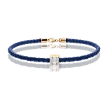 Blue leather bracelet with diamonds