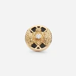 Balmain diamond and onyx mono earring in gold Emblem