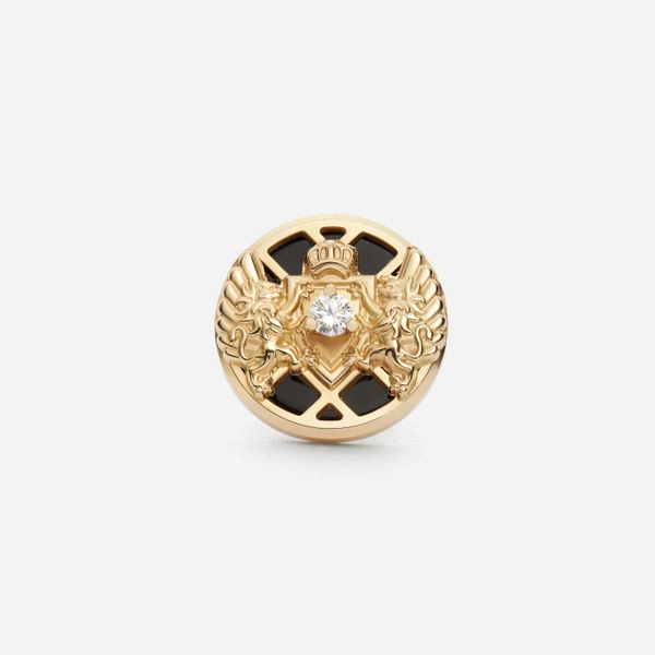 Balmain geltono aukso mono auskaras su deimantu ir oniksu iš Emblem kolekcijos
