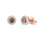 Cognac and white diamond studs in gold