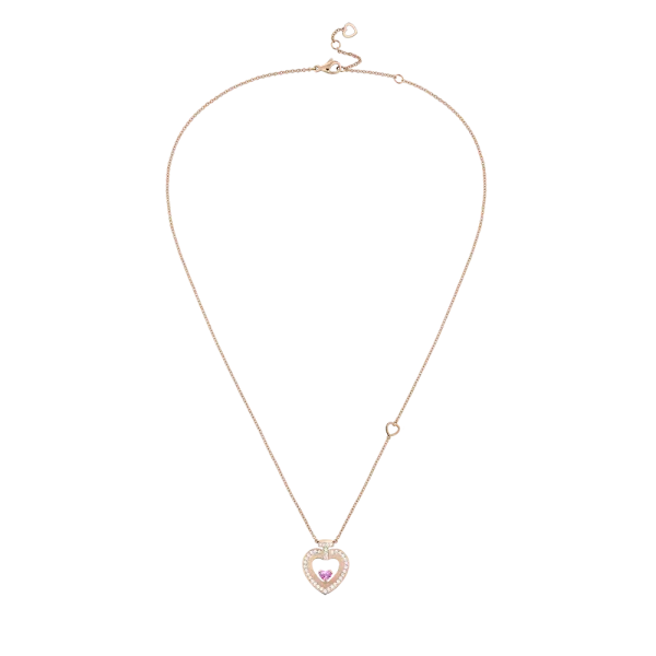 Fred Pretty Woman rožinio aukso pakabukas su safyru, deimantais ir 42 cm ilgio grandinėle