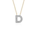 Diamond letter D pendant in gold