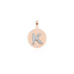 Diamond pendant in gold, letter K