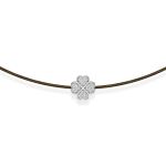 Khaki string bracelet with a diamond clover