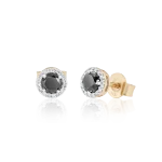 Black and white diamond studs in gold
