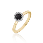 Black and white diamond ring in gold