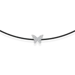 Black string bracelet with diamond butterfly