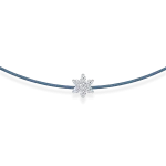 Blue grey string bracelet with a diamond flower