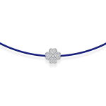 Blue string bracelet with a diamond clover