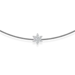 Grey string bracelet with a diamond flower