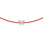 Red string bracelet with gold and diamond butterfly