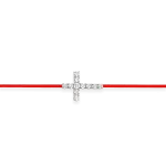 Red string bracelet with 0,12 ct diamond cross