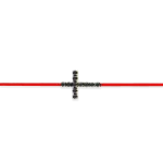 Red string bracelet with black diamond cross