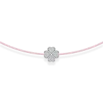 Pink string bracelet with a diamond clover