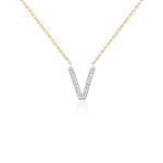 Diamond necklace in gold, letter V