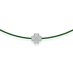Green string bracelet with a diamond clover