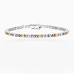 Multi-colored sapphire tennis bracelet in gold