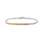 Multi-colored sapphire tennis bracelet in gold
