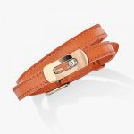 MESSIKA ORANGE LEATHER BRACELET WITH GOLD AND DIAMOND MY MOVE, SIZE S