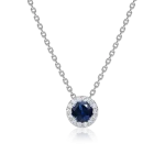 Blue sapphire and diamond necklace in gold