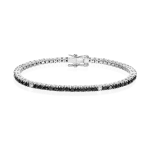 Black and white diamond tennis bracelet in gold