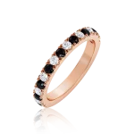 Black and white diamond ring in gold