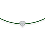 Green string bracelet with diamond heart