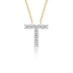 Diamond necklace in gold, letter T