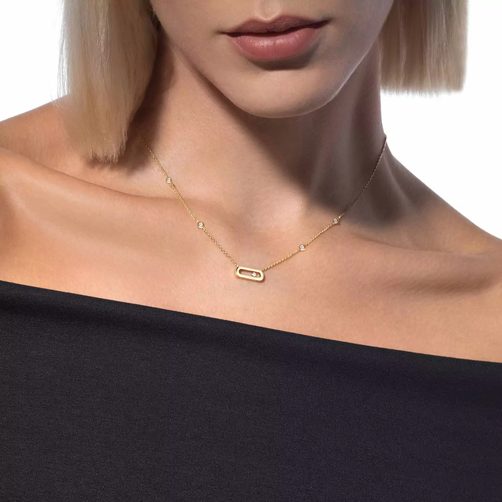 Messika diamond necklace in gold Move Uno Factory By Ribas