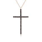 Black diamond cross necklace in gold