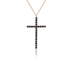 Black diamond cross necklace in gold