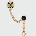 BALMAIN diamond, garnet and onyx brooch in gold Emblem