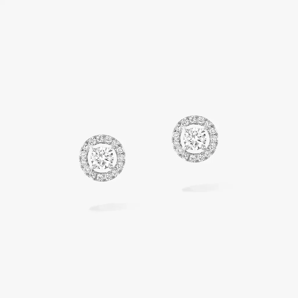 Messika Joy balto aukso auskarai su inkrustuotais 0.10 ct deimantais
