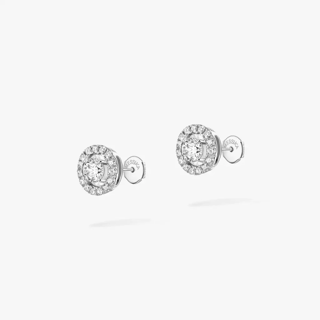 Messika Joy balto aukso auskarai su inkrustuotais 0.10 ct deimantais