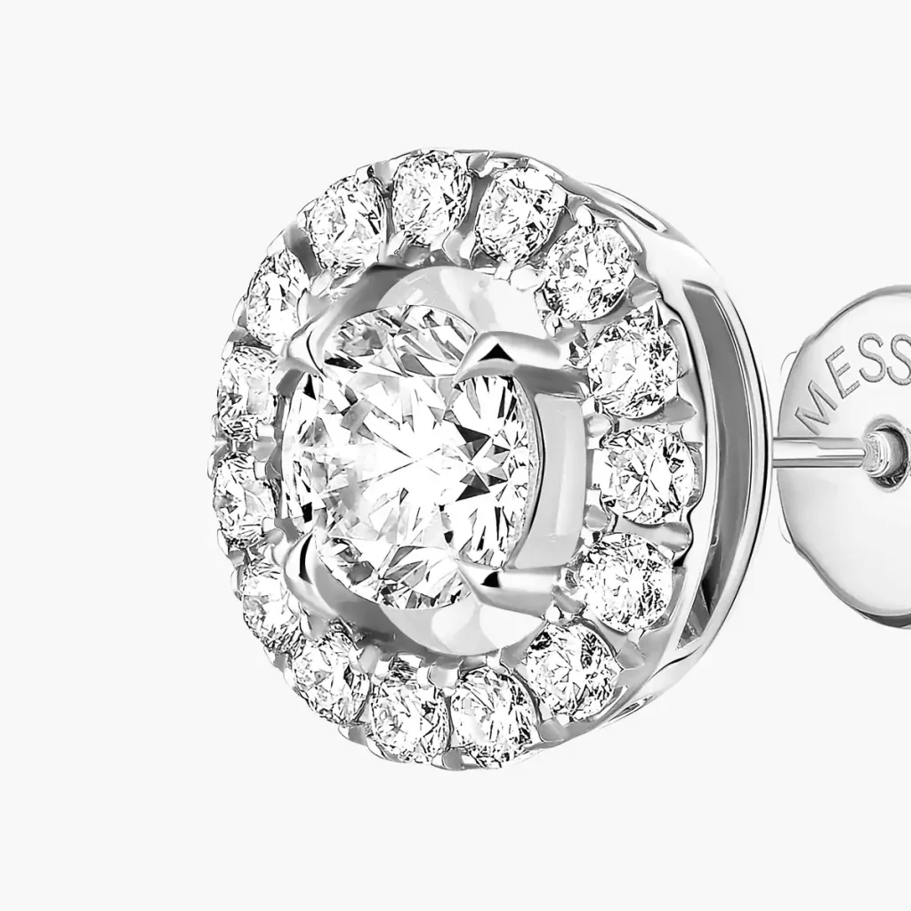 Messika Joy balto aukso auskarai su inkrustuotais 0.10 ct deimantais