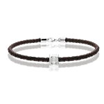 Brown leather bracelet with diamonds