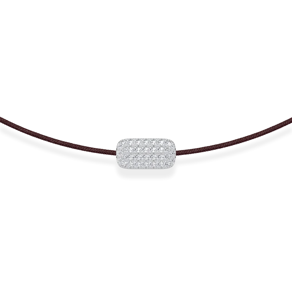 Ruda siūlo apyrankė su aukso pakabuku, inkrustuota 0,12 ct deimantais