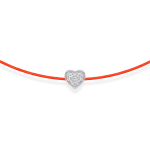 Neon orange string bracelet with diamond heart