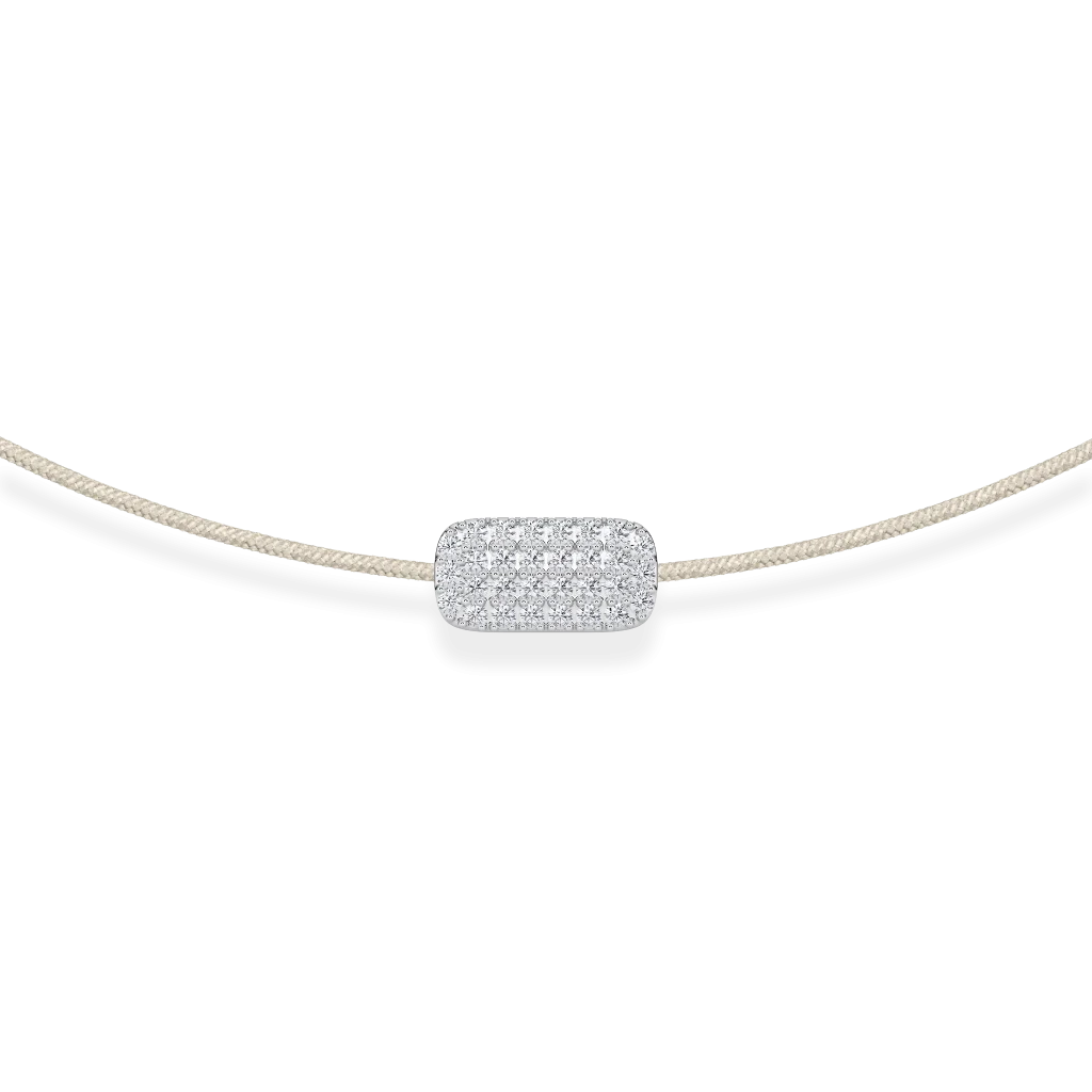 Smėlio siūlo apyrankė su aukso pakabuku, inkrustuota 0,12 ct deimantais