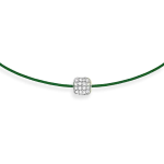 Green string bracelet with 0,06 ct diamond