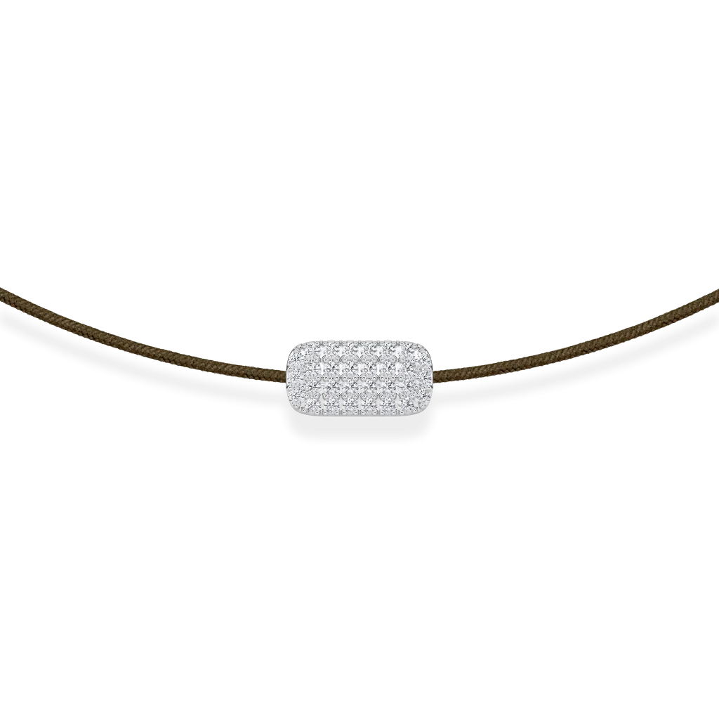 Chaki siūlo apyrankė su aukso pakabuku, inkrustuota 0,12 ct deimantais