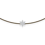 Khaki string bracelet with diamond flower