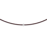 Brown string bracelet with 0,01 ct diamond
