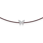 Brown string bracelet with diamond butterfly