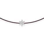 Brown string bracelet with diamond flower