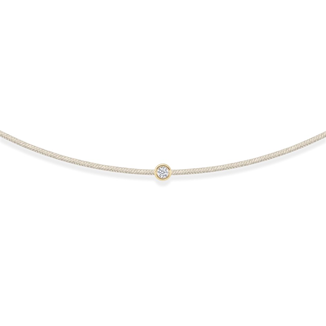 Smėlio siūlo apyrankė su geltono aukso pakabuku ir 0.04 ct deimantu