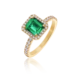 Emerald and diamond ring in gold