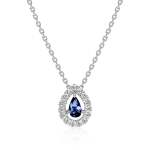 Blue sapphire and diamond necklace in gold