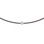 Brown string bracelet with 0,08 ct diamond