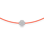 Neon orange string bracelet with a gold and diamond clover
